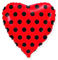 Шар Сердце Красное (черный горох) 45см