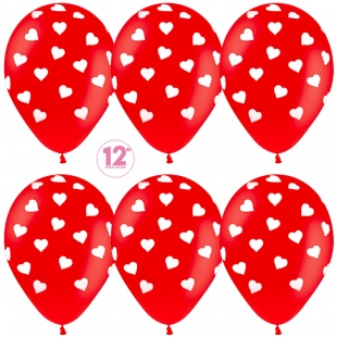 Шары Красные (белое сердце) 30см Шары Красные (белое сердце) 30см