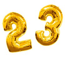 Комплект цифр с гелием Двадцать Три золотые