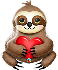 Шар Ленивец с сердцем 80см