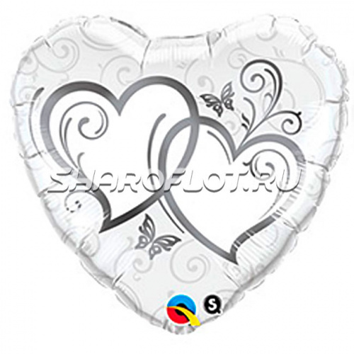 Шар сердце «Переплетенные серебрянные сердца» Шар сердце «Переплетенные серебрянные сердца»