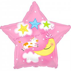 Шар звезда «С рождением девочки!»