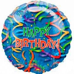 Шар круг «С первым днем цветные ленты»