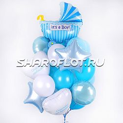 Композиция шаров на выписку из роддома мальчика №16