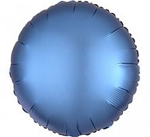 Шар Круг Синий сатин 40см