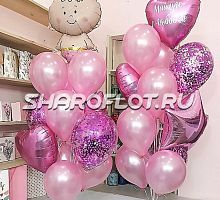 Фонтаны шаров на выписку девочки