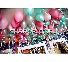 Шарики розовые, бирюзовые, серебряные 30см