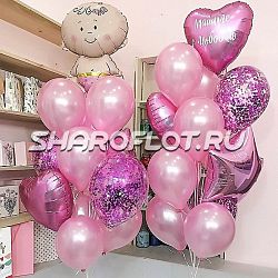 Фонтаны шаров на выписку девочки