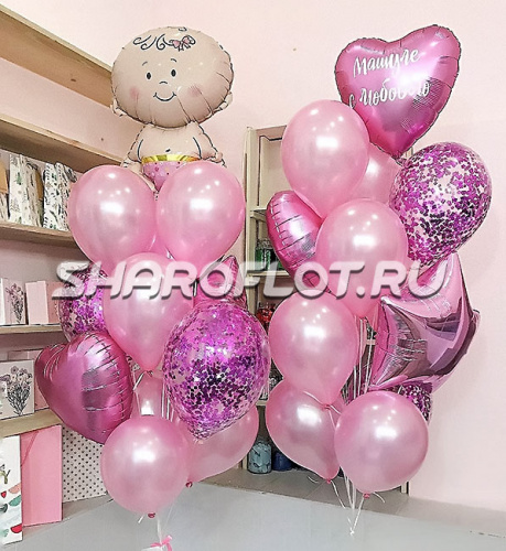 Фонтаны шаров на выписку девочки