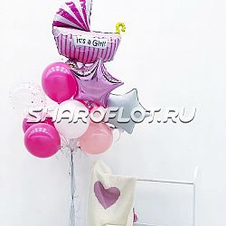 Сет шаров для девочки на выписку