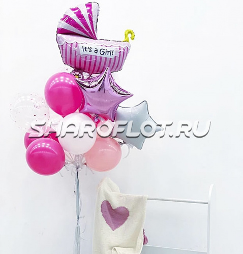 Сет шаров для девочки на выписку