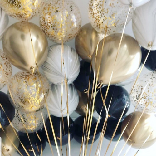 Шарики черные золотые агаты 30см