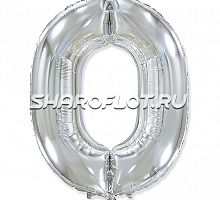 Шар Цифра 0 Серебро 85см