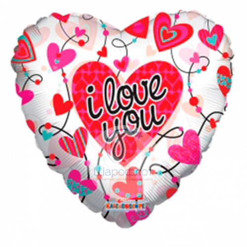 Воздушный шарик из фольги Сердце с орнаментом прозрачный