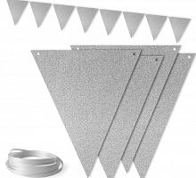 Гирлянда Флажки Серебро 3м