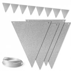 Гирлянда Флажки Серебро 3м