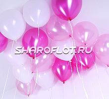 Шары Фуксия Белый Розовый металлик 30см