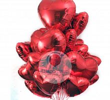 Облако фольгированных сердец Люкс