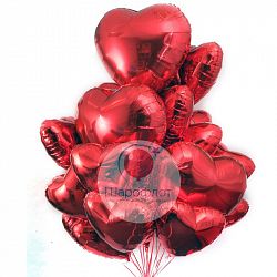 Облако фольгированных сердец Люкс