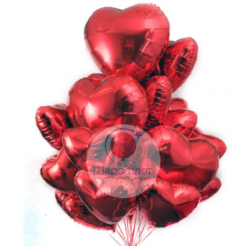 Облако фольгированных сердец Люкс