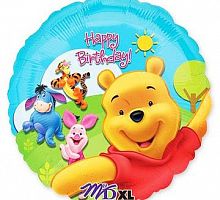 Шар круг Винни и друзья Поздравляют 45см