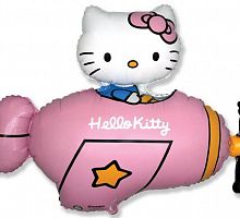 Мини-шар Hello Kitty на самолете 25см