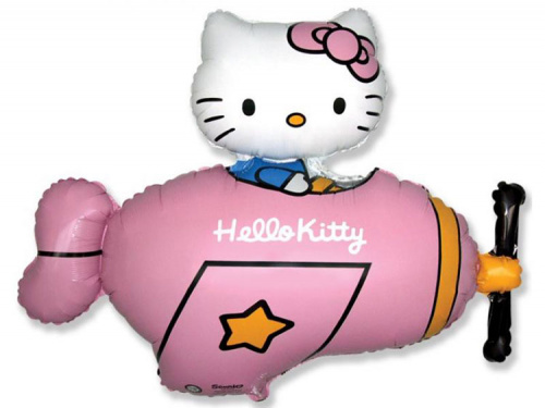 Мини-шар Hello Kitty на самолете 25см