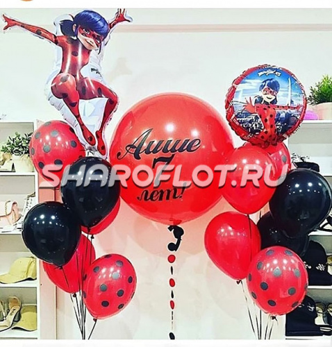 Композиция из шаров Леди Баг