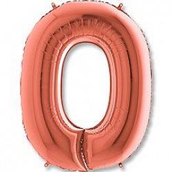 Шар Цифра 0 Розовое золото 85см