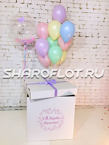 Коробка мамочке с шарами Макарунс