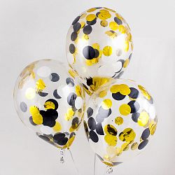 Шары с конфетти Черно-золотые