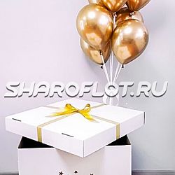 Коробка с золотыми шарами Хром