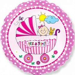 Шар круг &amp;quot; Детская коляска&amp;quot; для девочки