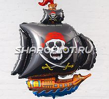 Шар Пиратский корабль Черный 104см