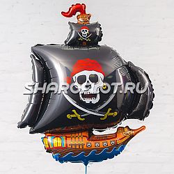 Шар Пиратский корабль Черный 104см
