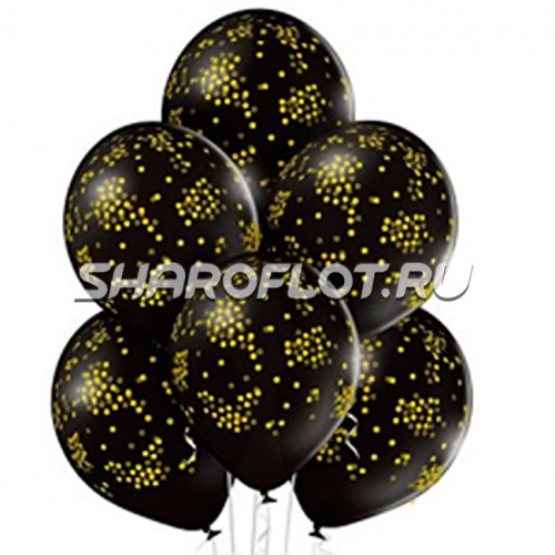 Шары Черные золотое конфетти 30см