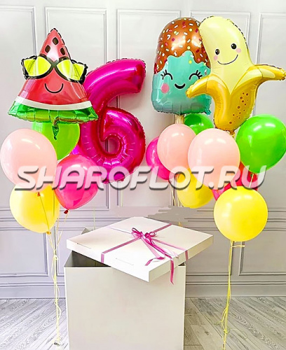 Оформление шарами с коробкой  День лета