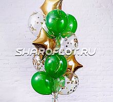 Фонтан из зеленых и золотых шаров