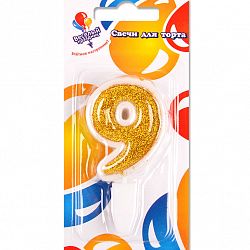 Свеча для торта Золото 9 (5см)