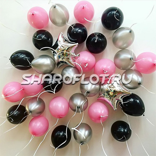 Шарики розовые,черные, серебряные 30см