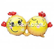 Шар Смайлы в поцелуе 80см