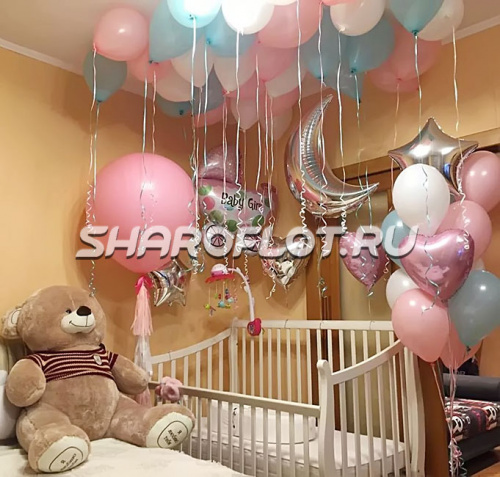 Украшение комнаты для выписки из роддома Украшение комнаты для выписки из роддома