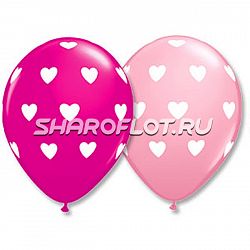 Шары С сердцами (розовые), 30см