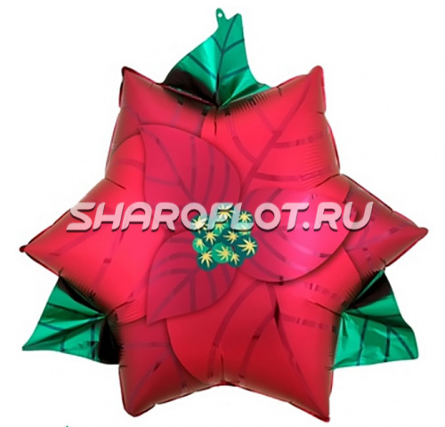 Шар Пуансеттия Рождественский цветок 70см