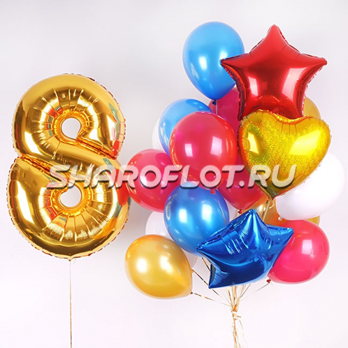 Яркий сет шаров на 8 лет