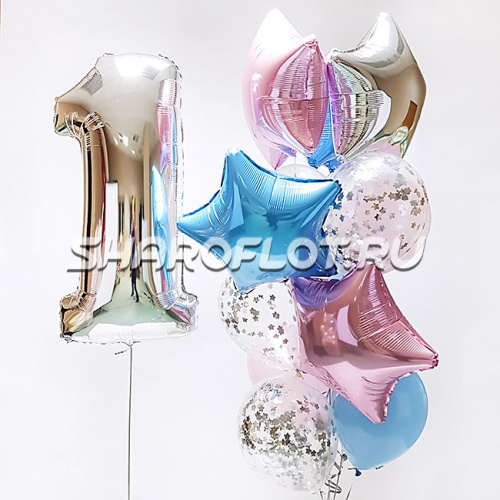 Набор шариков на годовасие девочке
