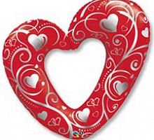 Шар Сердце Вензель (красный) 85см