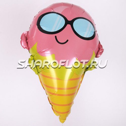 Шар Мороженное Розовое в очках 50см
