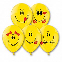 Шары Смайлы желтые 35см