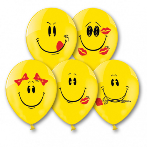 Шары Смайлы желтые 35см